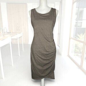 Melrose & Market XXL Ruched Brown Sleeveless Dress Stretch Knee Length Office